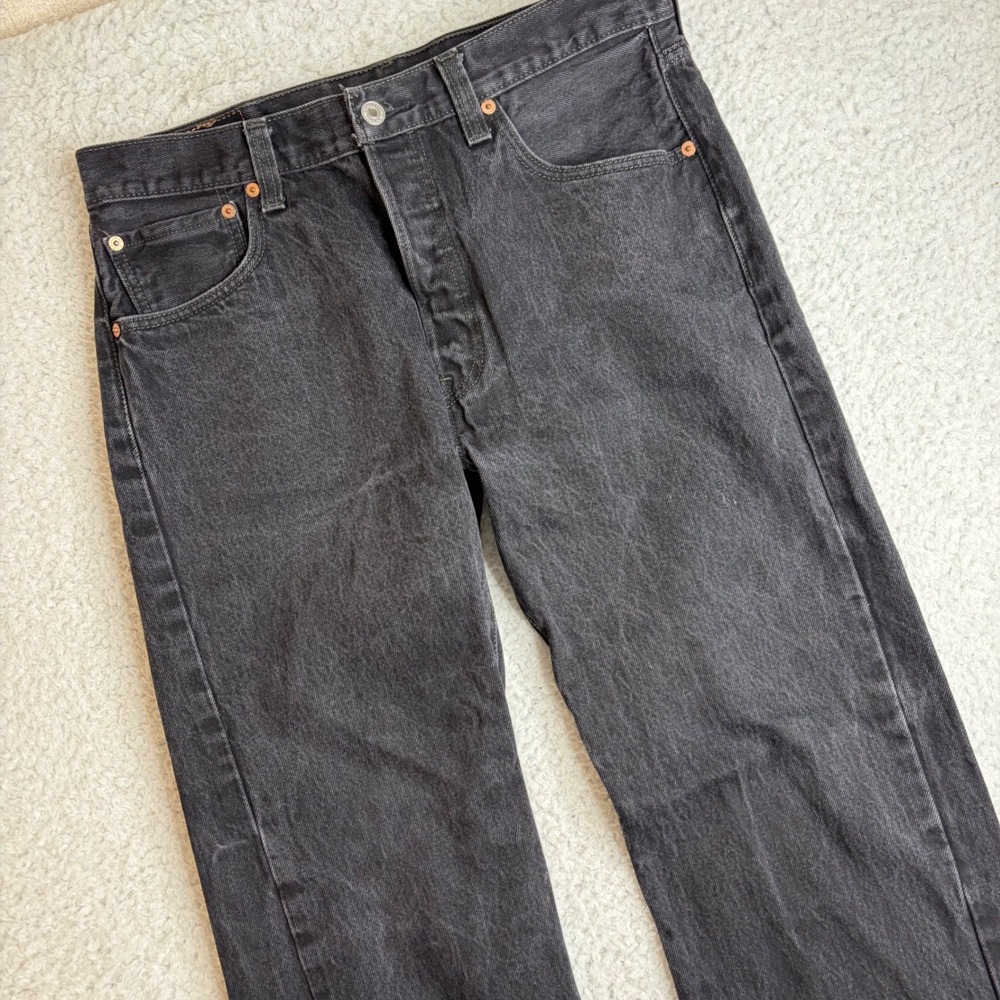 Y2K Levis 501xx Straight Fit Jeans Mens 34x32 (32x30) Black Denim Button Fly - Picture 4 of 9